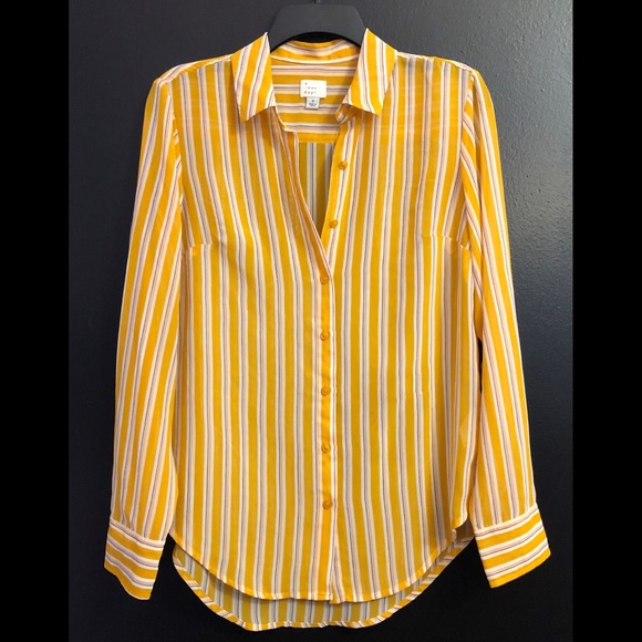 a new day Tops - a new day Yellow Striped Button-Down Shirt